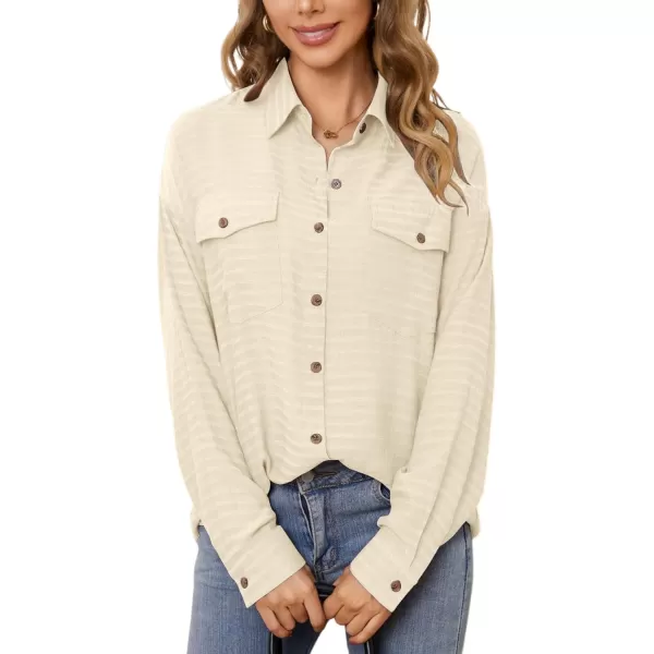 LYANER Women's Casual Collar Button Down Long Sleeve Pocket Top Blouse Shirt