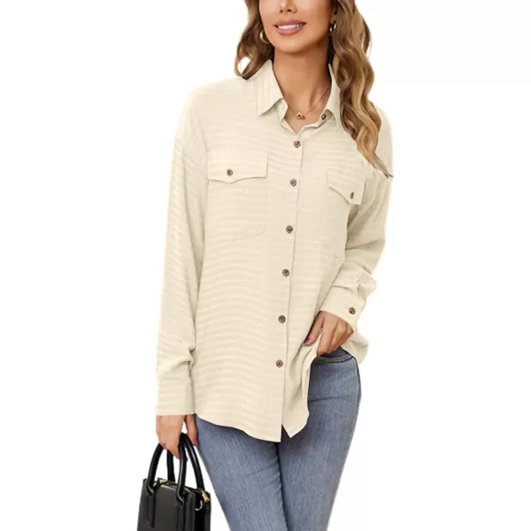 LYANER Women's Casual Collar Button Down Long Sleeve Pocket Top Blouse Shirt