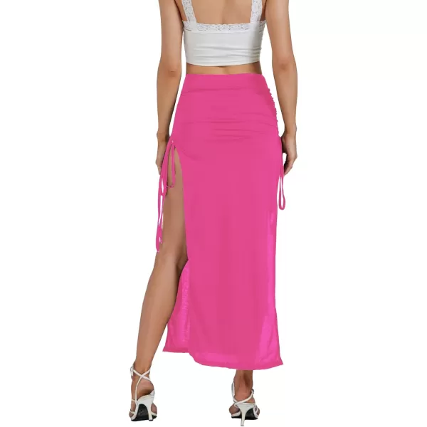 LYANER Women's High Waist Drawstring Sides High Split Club Midi Skirt