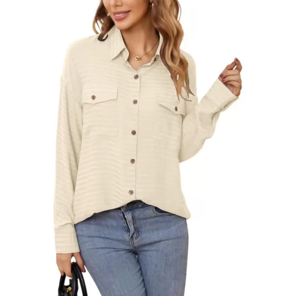 LYANER Women's Casual Collar Button Down Long Sleeve Pocket Top Blouse Shirt