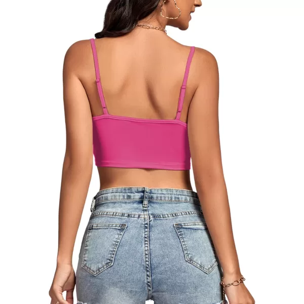 LYANER Women's Lace Trim V Neck Spaghetti Straps Sleeveless Fitted Cami Top