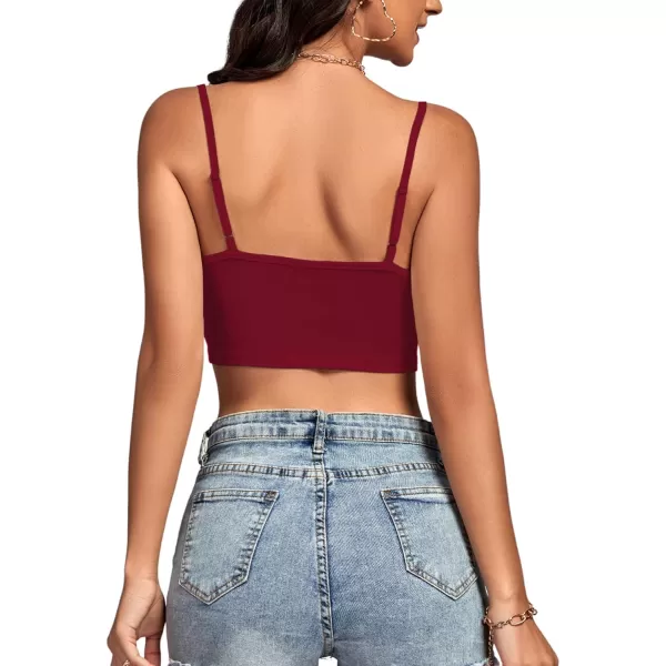 LYANER Women's Lace Trim V Neck Spaghetti Straps Sleeveless Fitted Cami Top