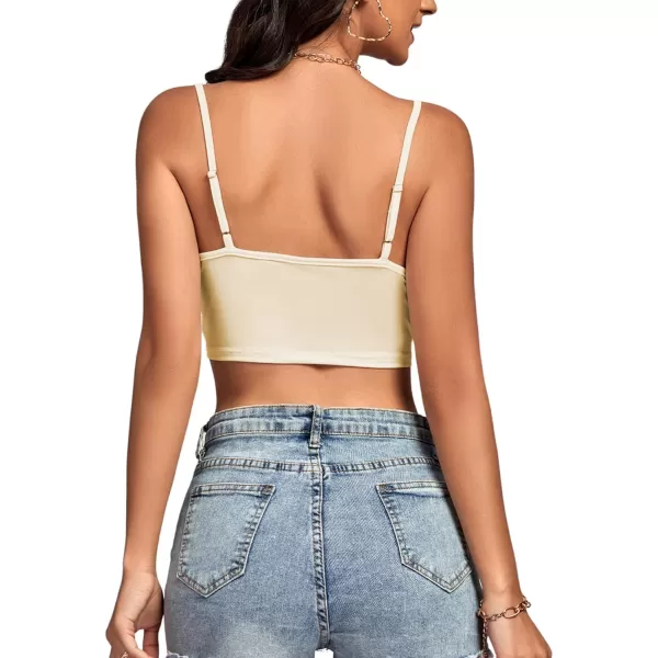 LYANER Women's Lace Trim V Neck Spaghetti Straps Sleeveless Fitted Cami Top