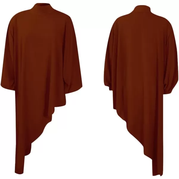 LYANER Women's Mock Neck Asymmetrical High Low Balloon Long Sleeve Long Shirt Blouse Tunic Top