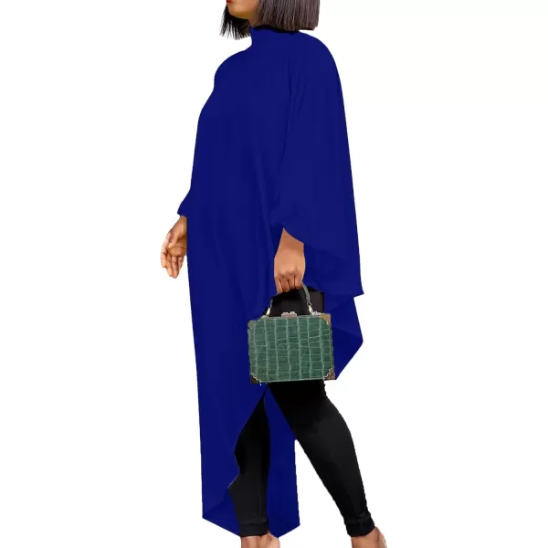 LYANER Women's Mock Neck Asymmetrical High Low Balloon Long Sleeve Long Shirt Blouse Tunic Top