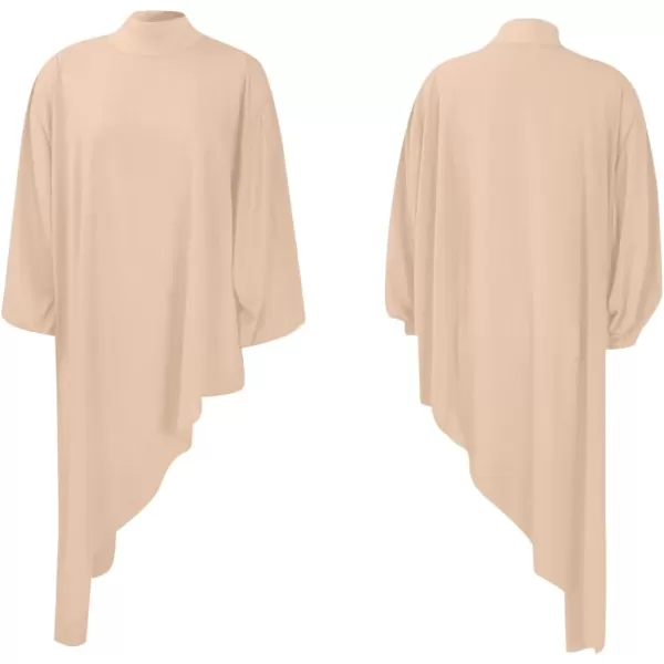 LYANER Women's Mock Neck Asymmetrical High Low Balloon Long Sleeve Long Shirt Blouse Tunic Top