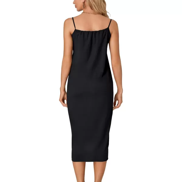 LYANER Women's Sleeveless Spaghetti Strap Split Asymmetrical Midi Beach Dress Summer Cover Ups Sundresses