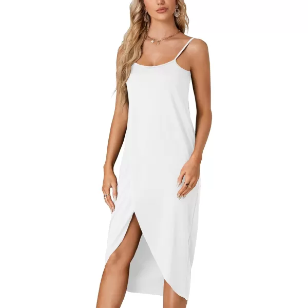 LYANER Women's Sleeveless Spaghetti Strap Split Asymmetrical Midi Beach Dress Summer Cover Ups Sundresses