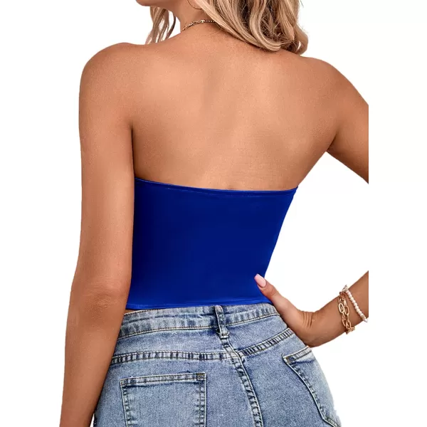 LYANER Women's Sexy Satin Sweetheart Neck Crop Tube Tops Strapless Bustier Cami Back Zipper Corset Top