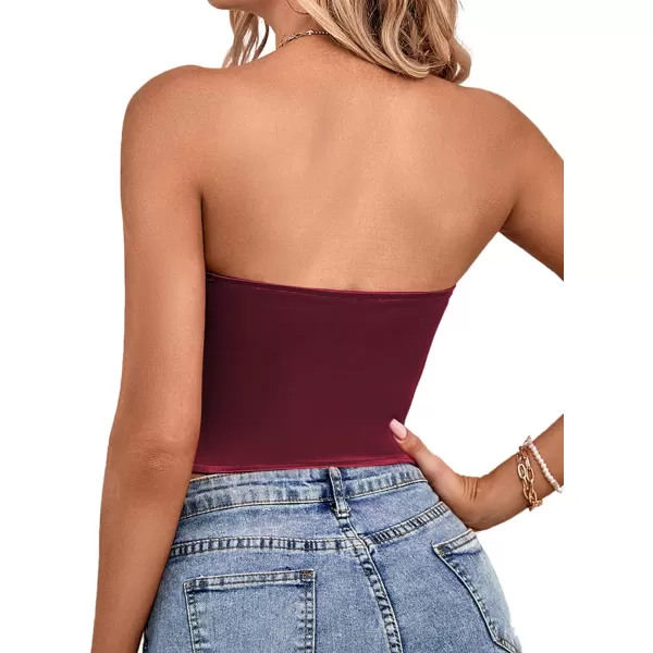 LYANER Women's Sexy Satin Sweetheart Neck Crop Tube Tops Strapless Bustier Cami Back Zipper Corset Top
