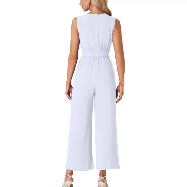 LYANER Women's Wrap Deep V Neck Tie Waist Sleeveless Wide Leg Jumpsuit Romper with Pocket