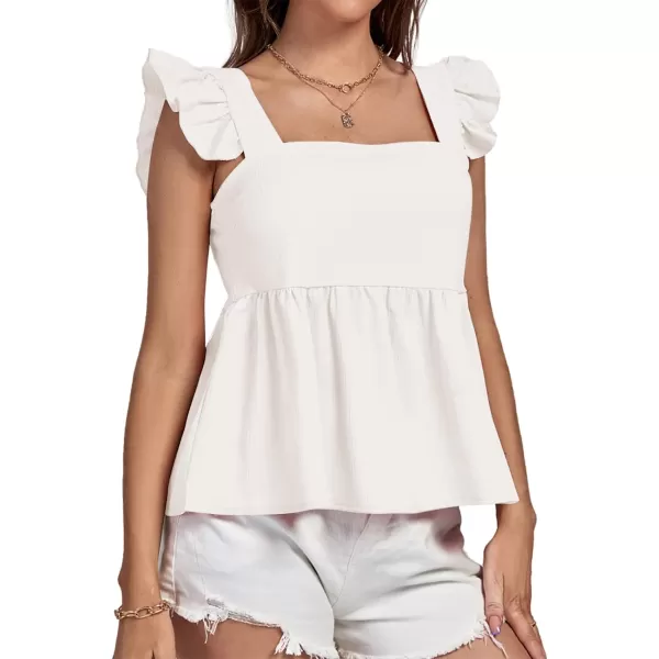 LYANER Women's Ruffle Strap Sleeveless Square Neck Summer Tank Top Peplum Blouse