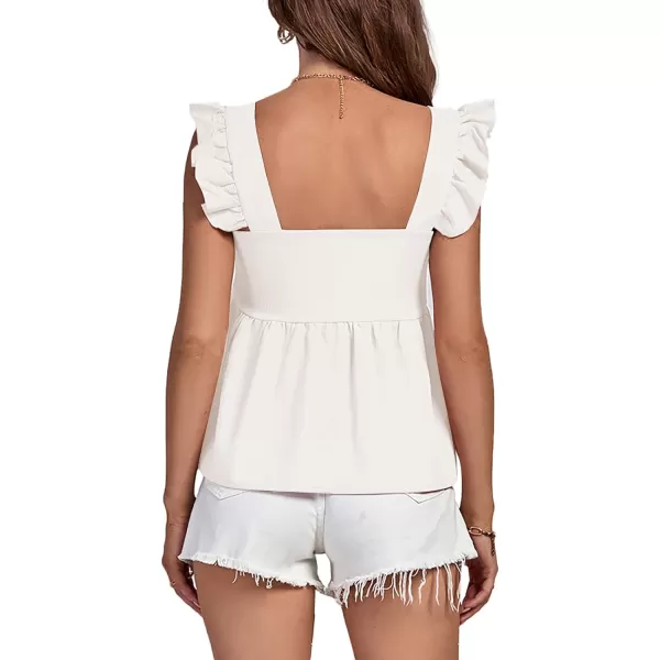 LYANER Women's Ruffle Strap Sleeveless Square Neck Summer Tank Top Peplum Blouse