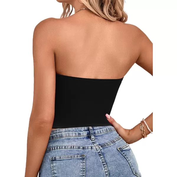 LYANER Women's Sexy Satin Sweetheart Neck Crop Tube Tops Strapless Bustier Cami Back Zipper Corset Top