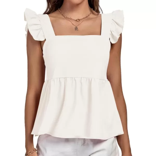 LYANER Women's Ruffle Strap Sleeveless Square Neck Summer Tank Top Peplum Blouse