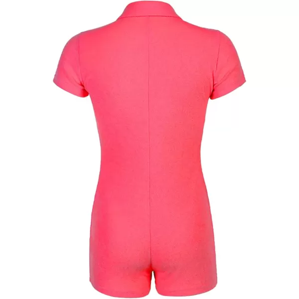 LYANER Women's Collar Button Front Short Sleeve One Piece Romper Playsuit Bodysuit