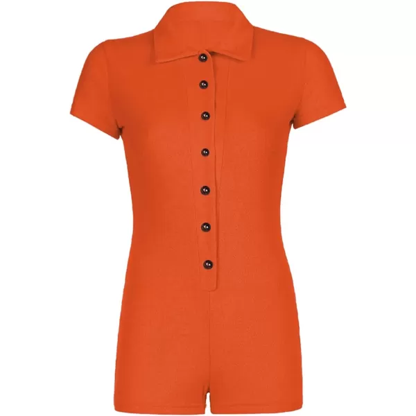 LYANER Women's Collar Button Front Short Sleeve One Piece Romper Playsuit Bodysuit