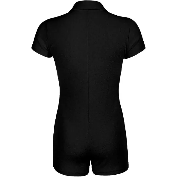LYANER Women's Collar Button Front Short Sleeve One Piece Romper Playsuit Bodysuit