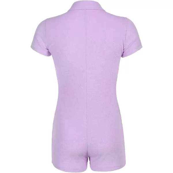 LYANER Women's Collar Button Front Short Sleeve One Piece Romper Playsuit Bodysuit