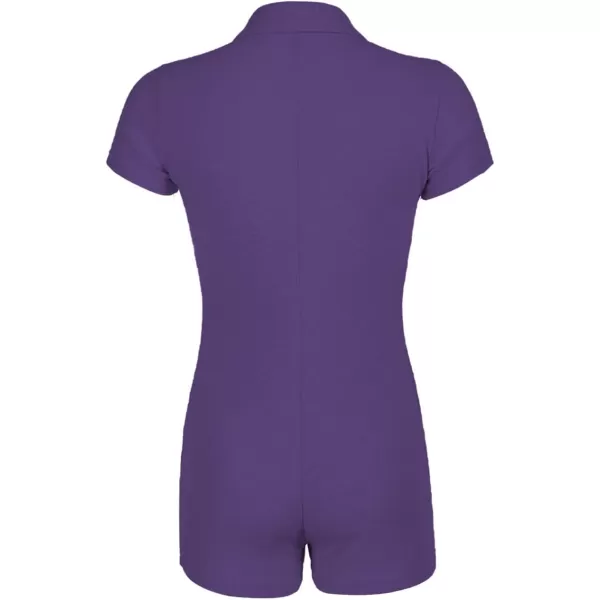 LYANER Women's Collar Button Front Short Sleeve One Piece Romper Playsuit Bodysuit