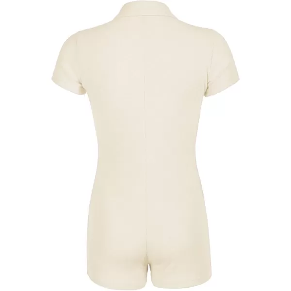 LYANER Women's Collar Button Front Short Sleeve One Piece Romper Playsuit Bodysuit