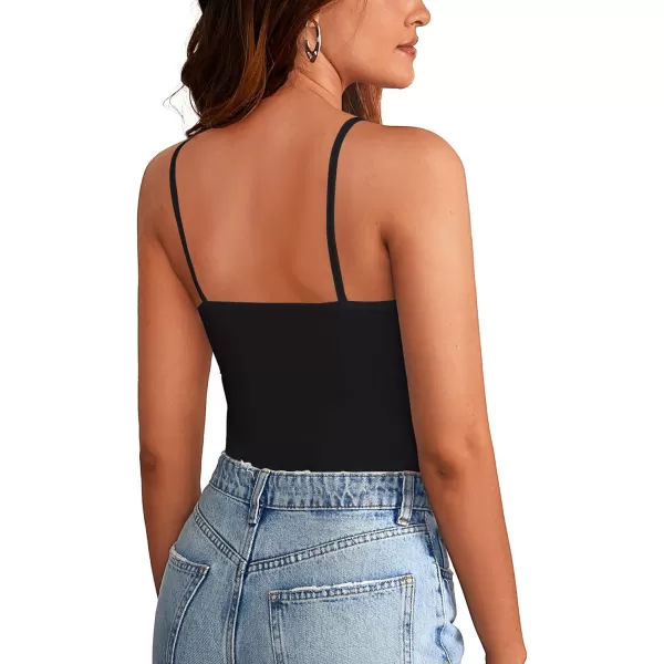 LYANER Women’s Feather Trim Spaghetti Strap Basic Sleeveless Tube Top Crop Cami Top