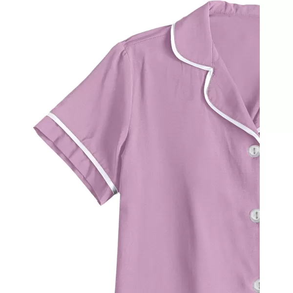LYANER Women's Modal Pajamas Set Pocket Short Sleeve Shirt with Shorts Set PJS Sleepwear Loungwear