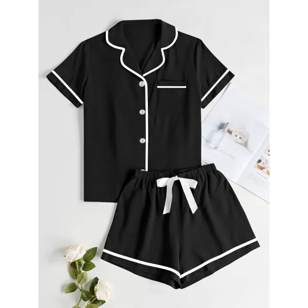 LYANER Women's Modal Pajamas Set Pocket Short Sleeve Shirt with Shorts Set PJS Sleepwear Loungwear