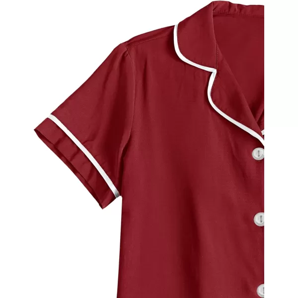 LYANER Women's Modal Pajamas Set Pocket Short Sleeve Shirt with Shorts Set PJS Sleepwear Loungwear