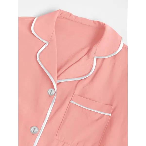 LYANER Women's Modal Pajamas Set Pocket Short Sleeve Shirt with Shorts Set PJS Sleepwear Loungwear