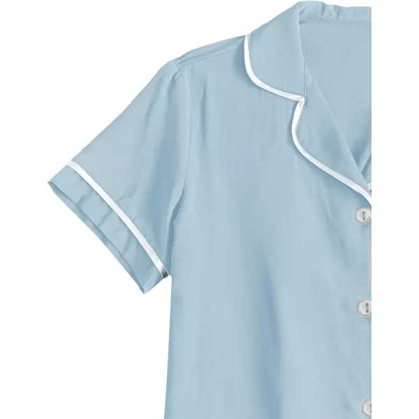 LYANER Women's Modal Pajamas Set Pocket Short Sleeve Shirt with Shorts Set PJS Sleepwear Loungwear