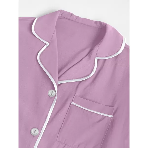 LYANER Women's Modal Pajamas Set Pocket Short Sleeve Shirt with Shorts Set PJS Sleepwear Loungwear