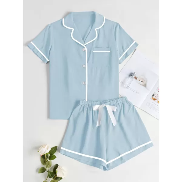 LYANER Women's Modal Pajamas Set Pocket Short Sleeve Shirt with Shorts Set PJS Sleepwear Loungwear