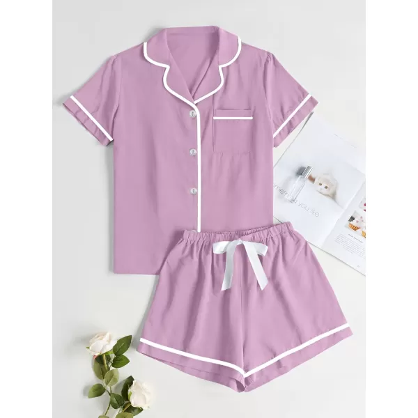 LYANER Women's Modal Pajamas Set Pocket Short Sleeve Shirt with Shorts Set PJS Sleepwear Loungwear