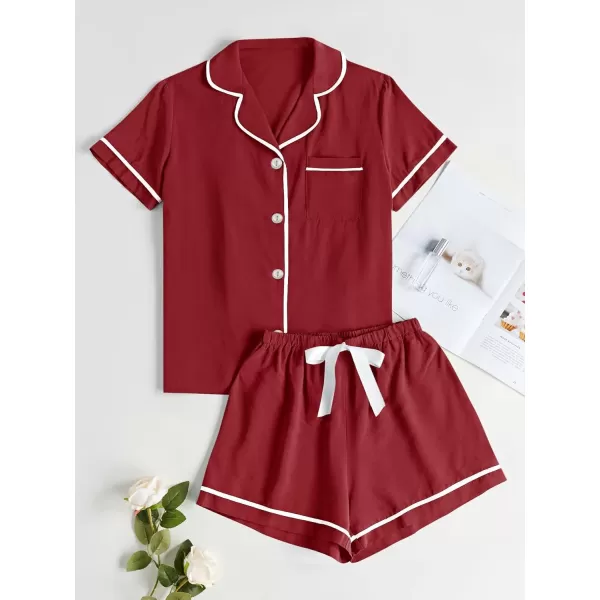 LYANER Women's Modal Pajamas Set Pocket Short Sleeve Shirt with Shorts Set PJS Sleepwear Loungwear