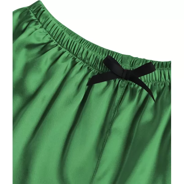 LYANER Women's Satin Silk Pajamas Short Sleeve Button Shirt &amp; Shorts Set PJ Sleepwear