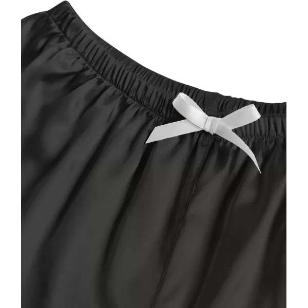 LYANER Women's Satin Silk Pajamas Short Sleeve Button Shirt &amp; Shorts Set PJ Sleepwear