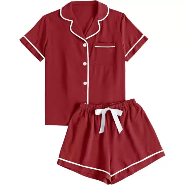 LYANER Women's Modal Pajamas Set Pocket Short Sleeve Shirt with Shorts Set PJS Sleepwear Loungwear
