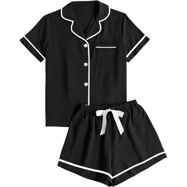 LYANER Women's Modal Pajamas Set Pocket Short Sleeve Shirt with Shorts Set PJS Sleepwear Loungwear