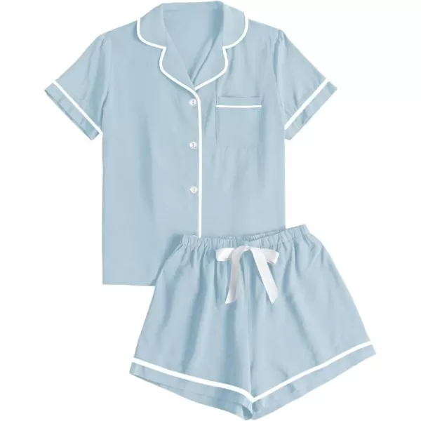 LYANER Women's Modal Pajamas Set Pocket Short Sleeve Shirt with Shorts Set PJS Sleepwear Loungwear