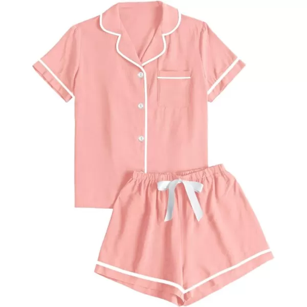 LYANER Women's Modal Pajamas Set Pocket Short Sleeve Shirt with Shorts Set PJS Sleepwear Loungwear