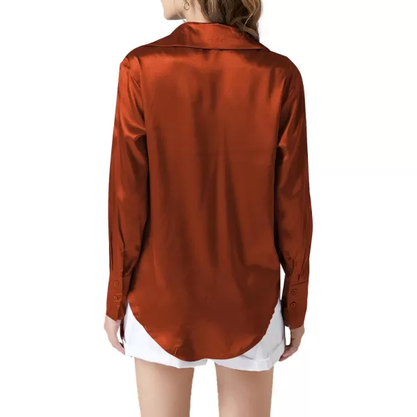LYANER Women's Satin Silky Collar Buttons Down Long Sleeve Work Blouse Shirt Top