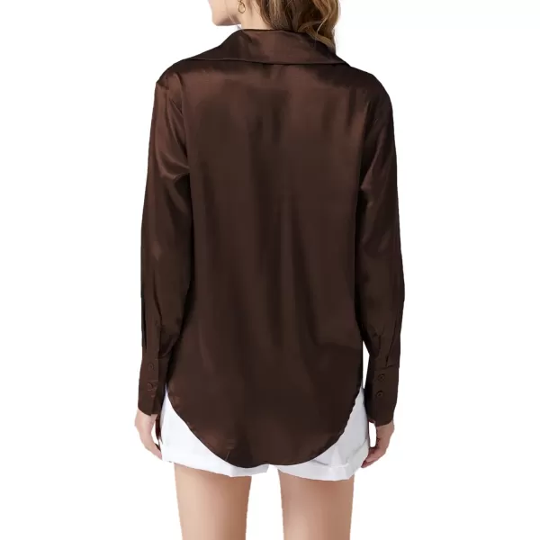 LYANER Women's Satin Silky Collar Buttons Down Long Sleeve Work Blouse Shirt Top