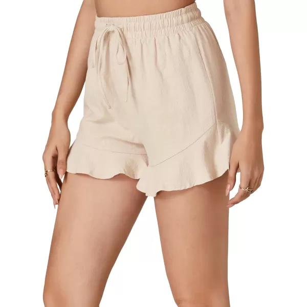 LYANER Women’s 2024 Casual Shorts High Waist Elastic Drawstring Ruffle Summer Cute Beach Shorts