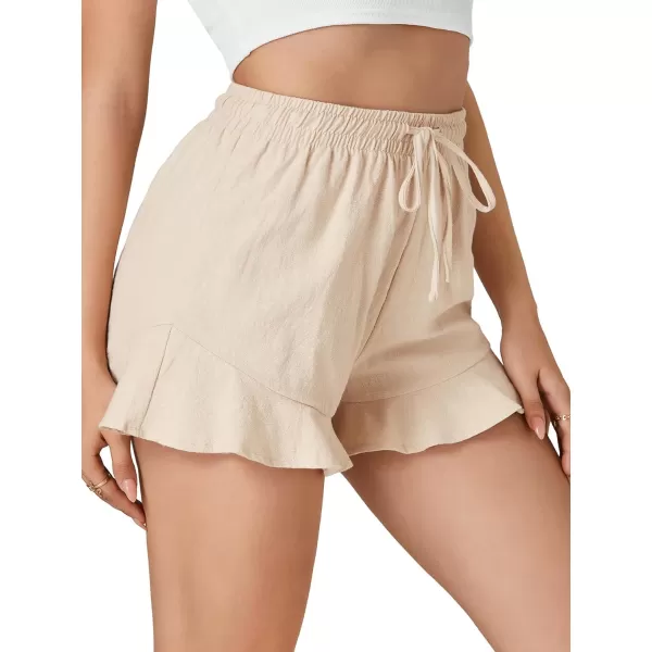 LYANER Women’s 2024 Casual Shorts High Waist Elastic Drawstring Ruffle Summer Cute Beach Shorts