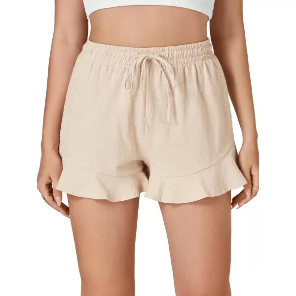 LYANER Women’s 2024 Casual Shorts High Waist Elastic Drawstring Ruffle Summer Cute Beach Shorts