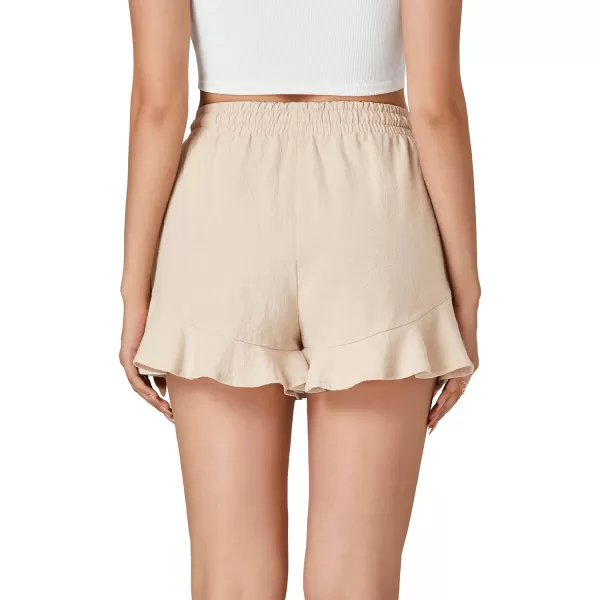 LYANER Women’s 2024 Casual Shorts High Waist Elastic Drawstring Ruffle Summer Cute Beach Shorts