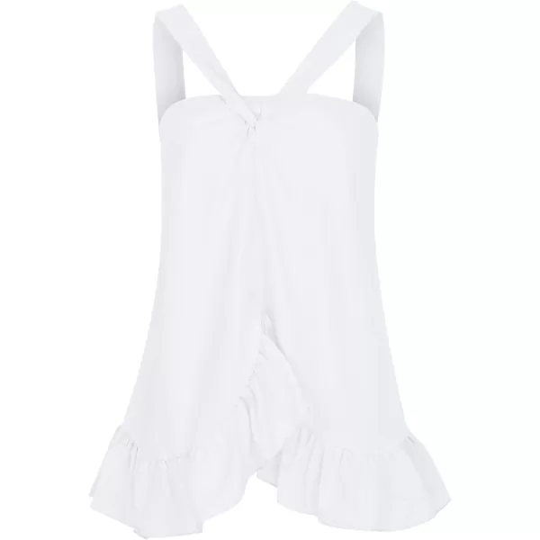 LYANER Women's Halter Neck Twist Front Ruffle Hem Ruched Sleeveless Cami Tank Top