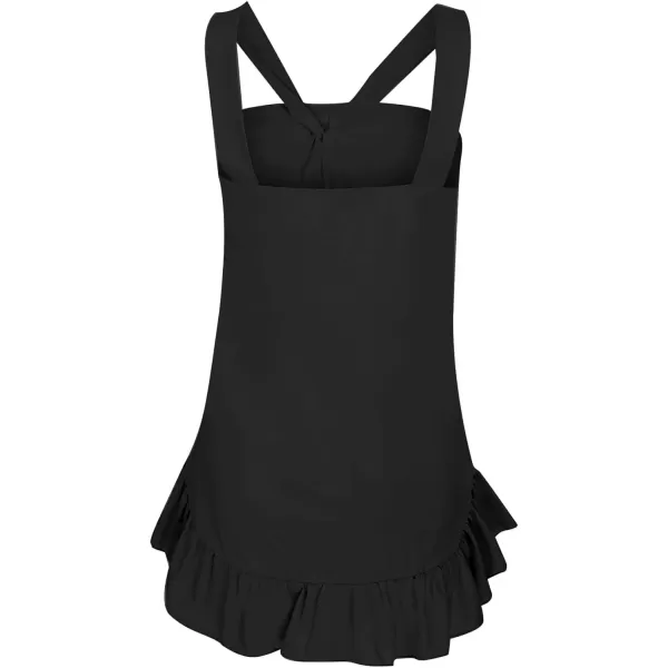 LYANER Women's Halter Neck Twist Front Ruffle Hem Ruched Sleeveless Cami Tank Top