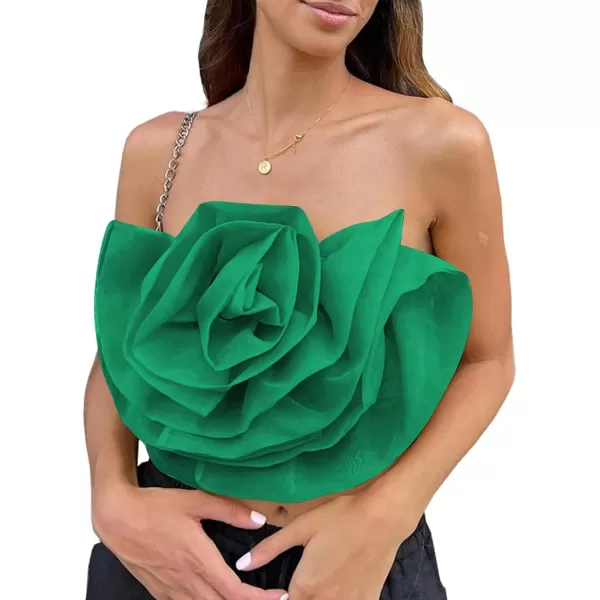 LYANER Women's Sexy 3D Flower Tube Crop Top Sleeveless Strapless Party Cami Tank